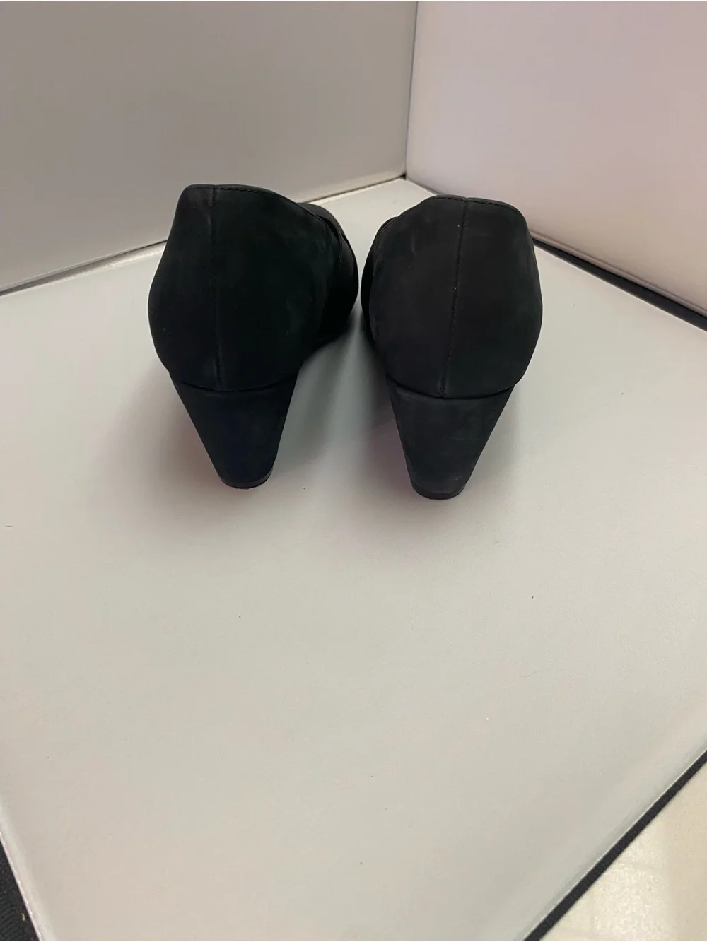 Women’s Black Wedge Slip-On Shoes suede Sz 37